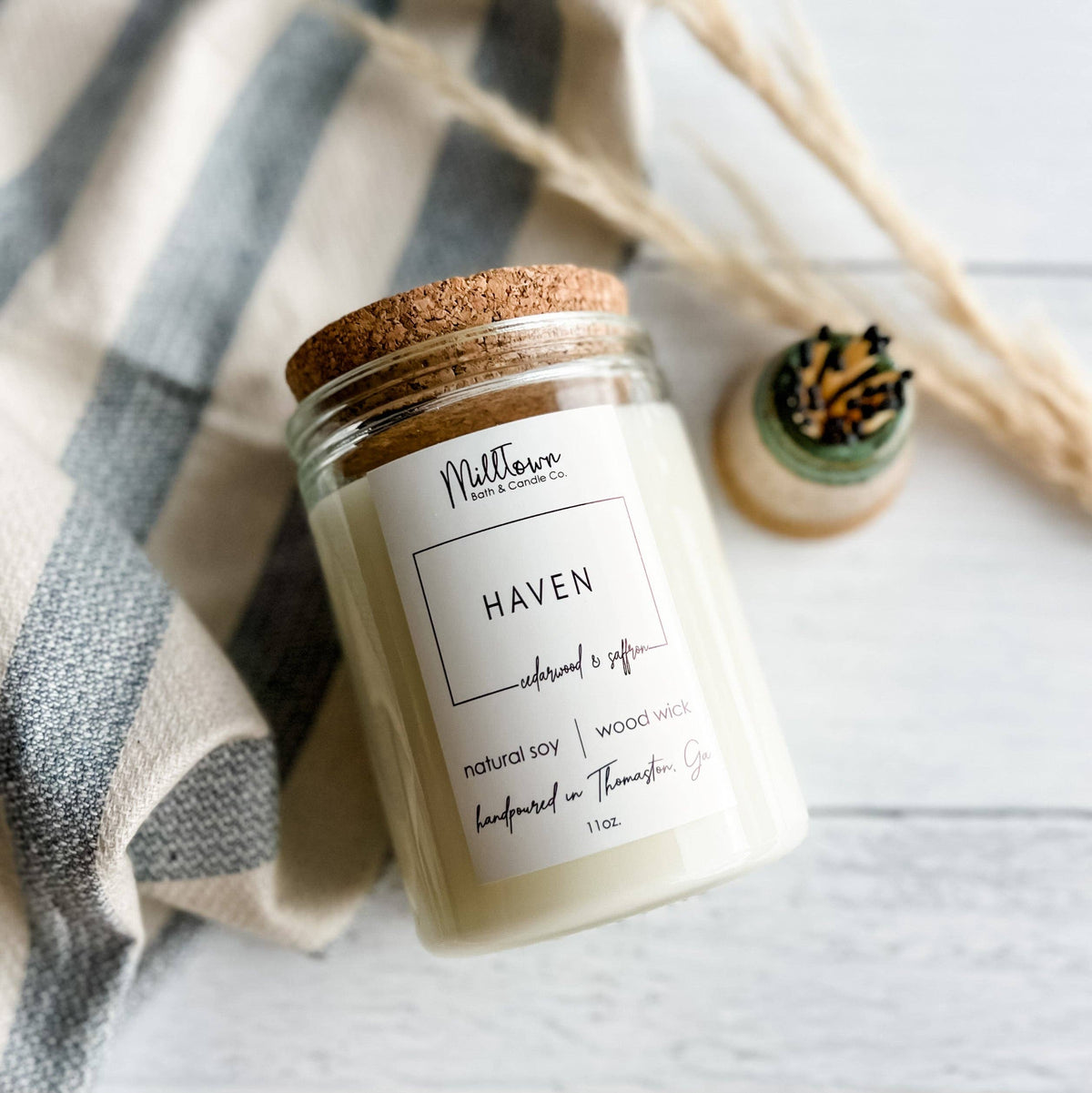 Haven Soy Candle-100% Natural Soy Wax | Wooden-Wick Candles | Clean-Burning & Long-Lasting