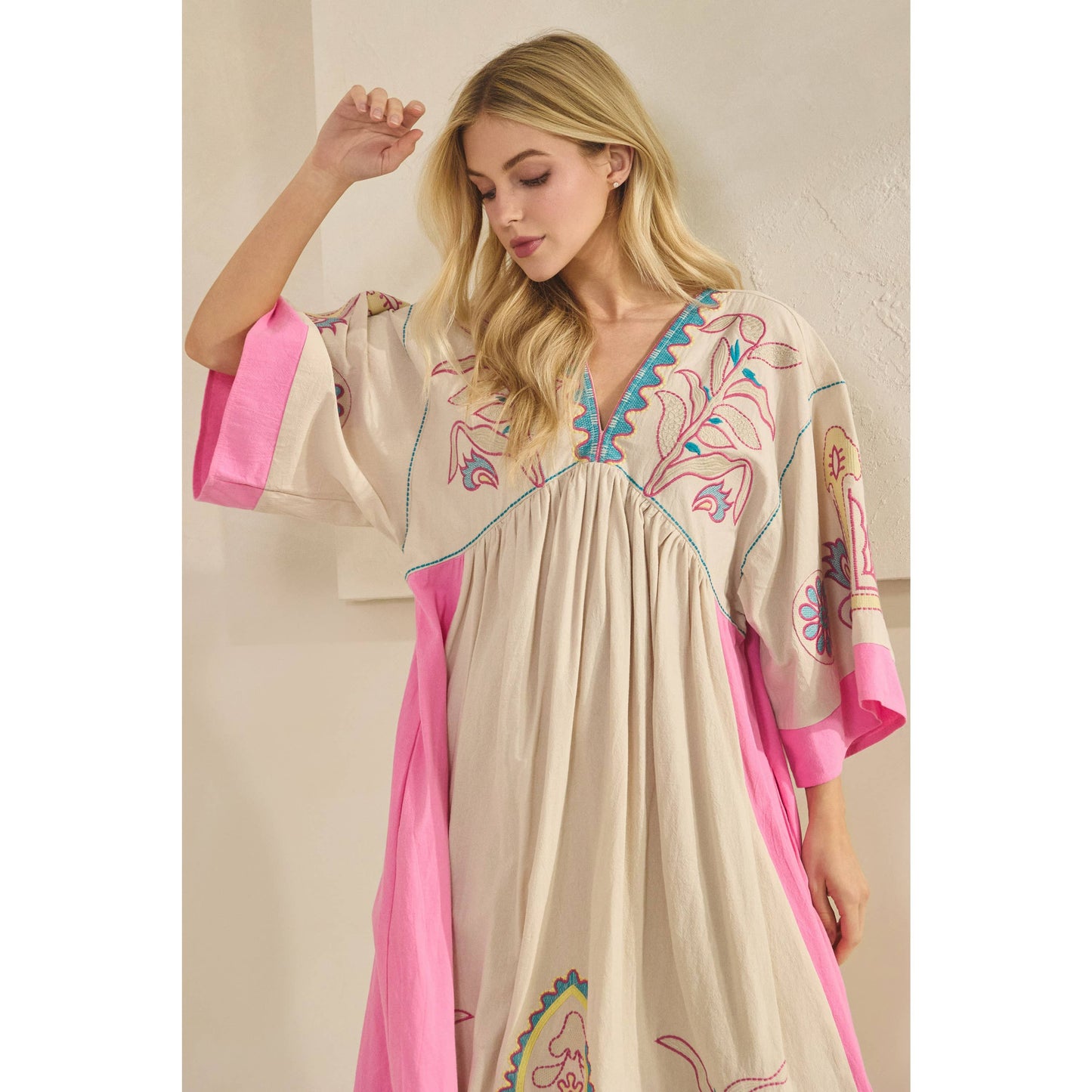 Vintage Embroidery Patch Maxi Dress