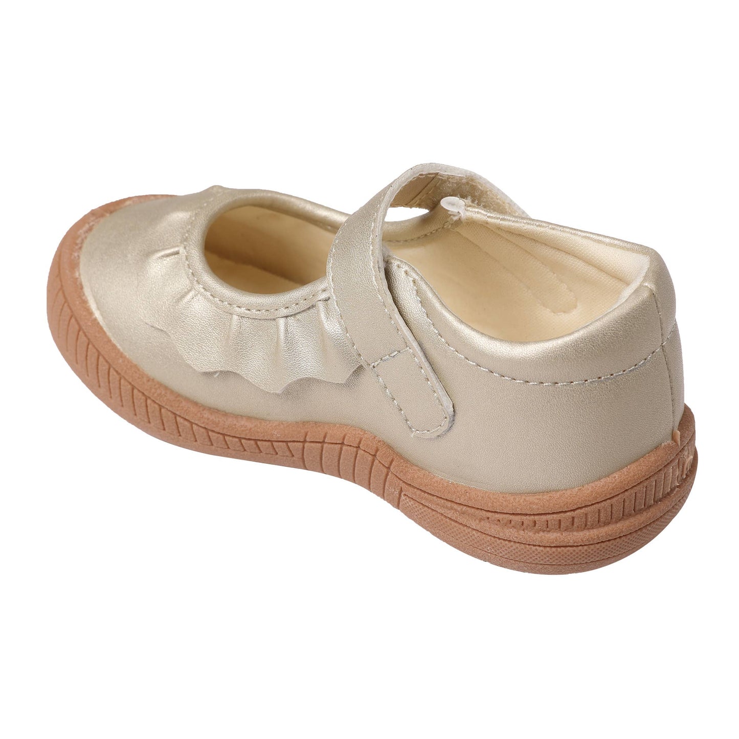 Girls Amina Gold Ruffle Shoe