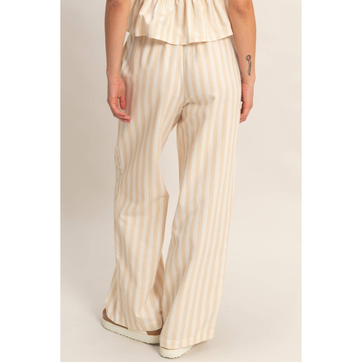 Taupe Vertical Striped Pants
