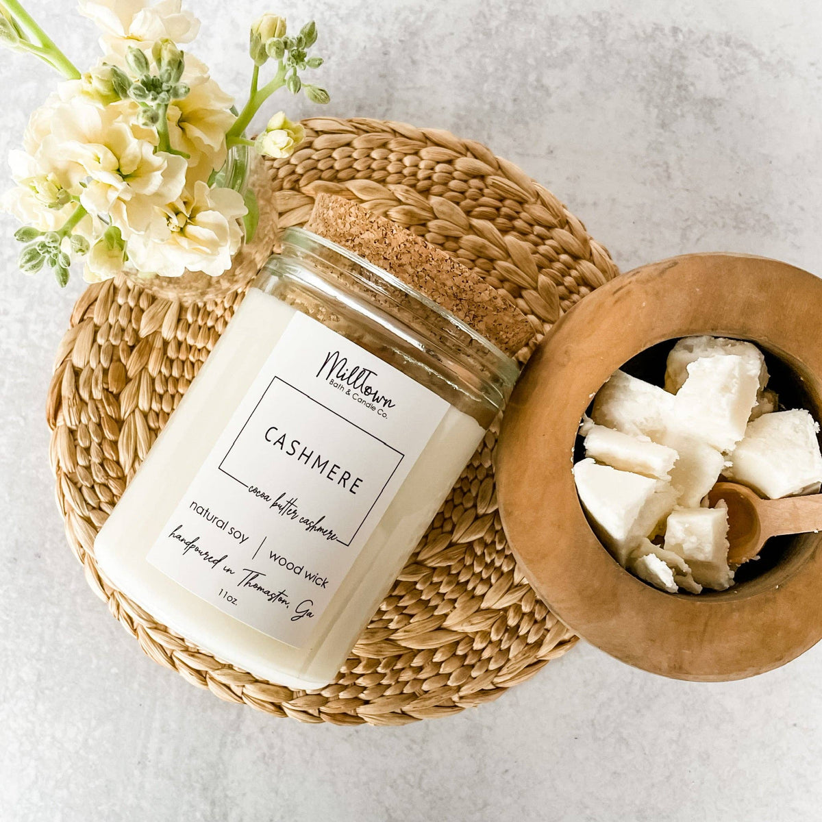 Cashmere Soy Candle-100% Natural Soy Wax | Wooden-Wick Candles | Clean-Burning & Long-Lasting