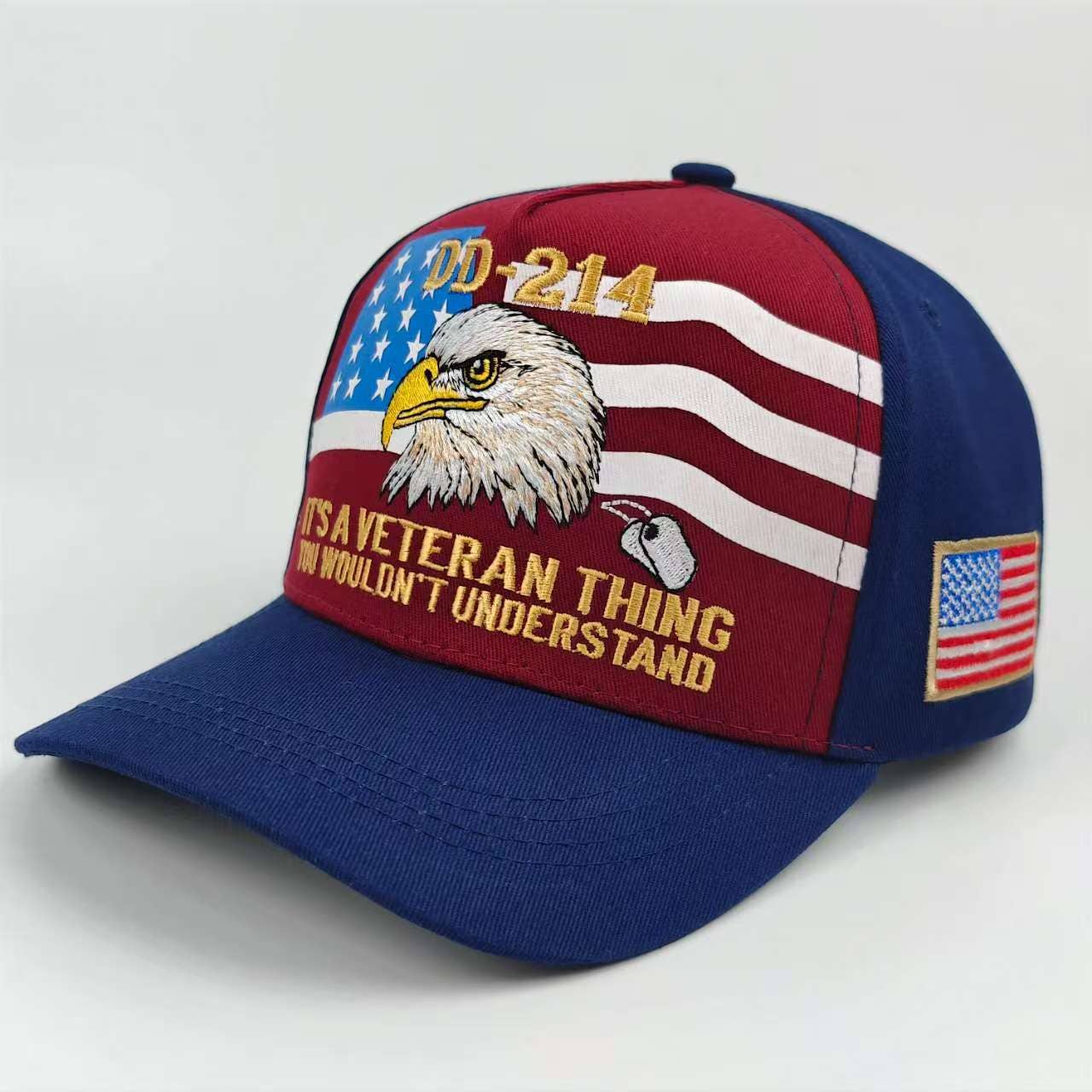250th Anniv DD-214 Liberty Bell Embroidered Baseball Cap: Black / M
