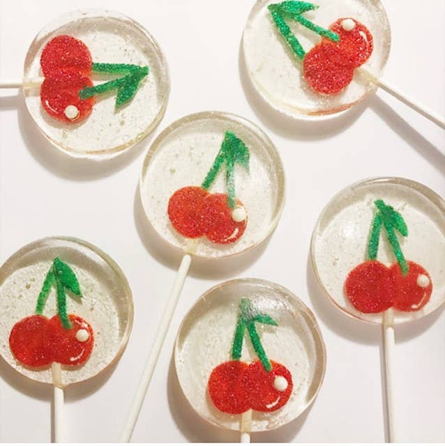 Summer Fondant Cherry Lollipops