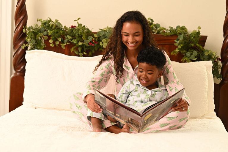 Pink Christmas Tree Button Down PJ's