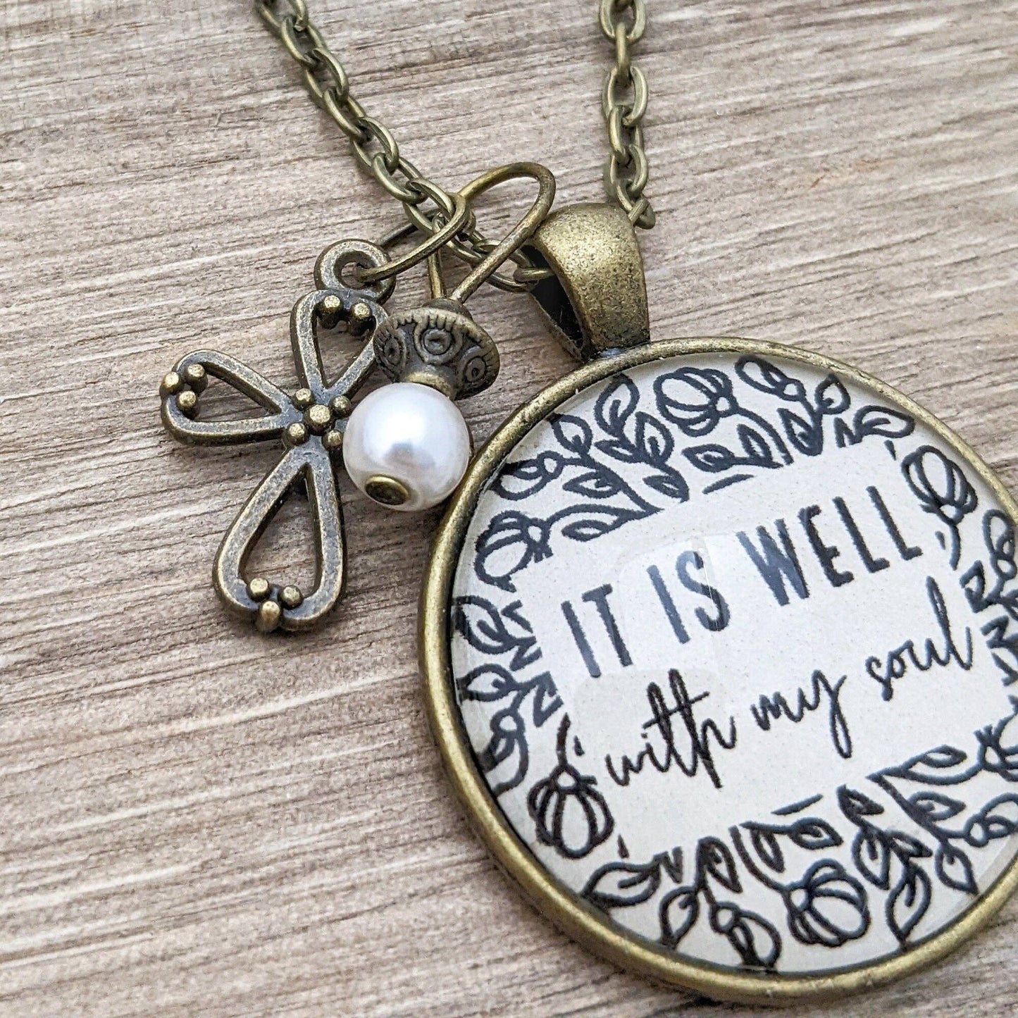 It is Well With my Soul Glass Pendant Necklace