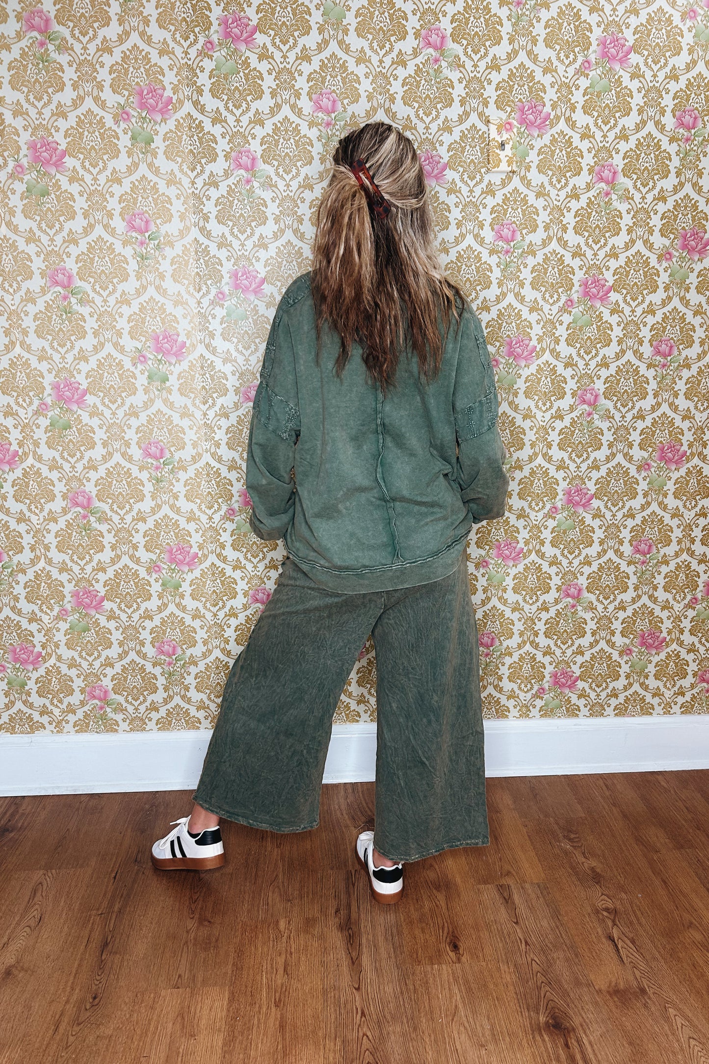 Green Mineral Washed Pants