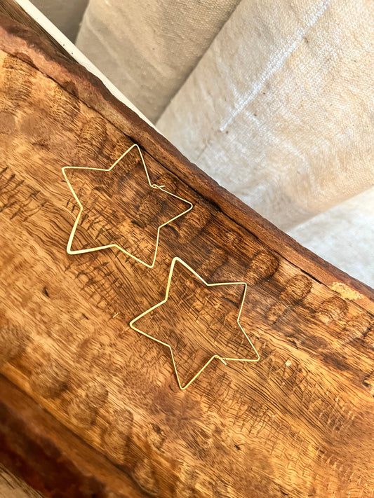 Star Hoop Earring - Gold
