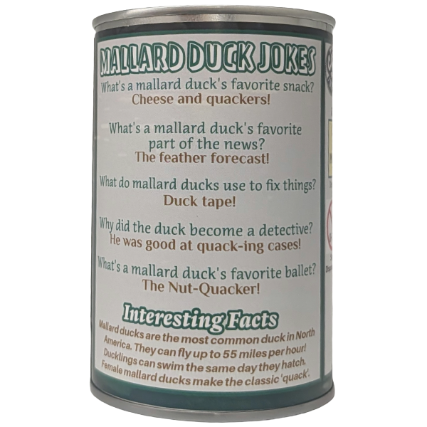 Waddles the Canned Mallard Duck -  Gift w/ Sound: Foil Lid