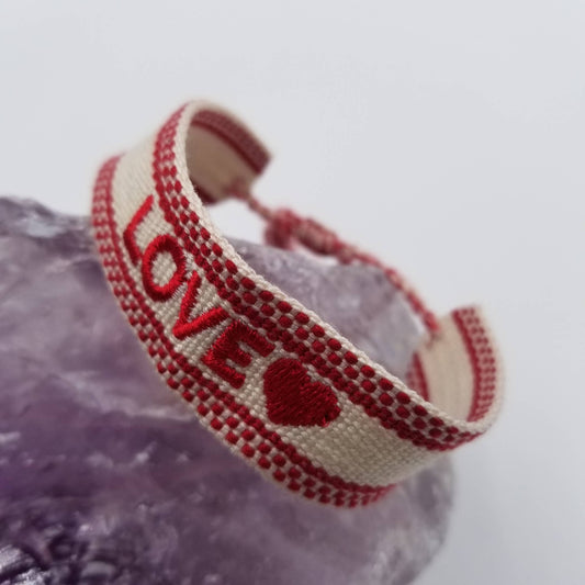 LOVE Heart Embroidered Bracelet