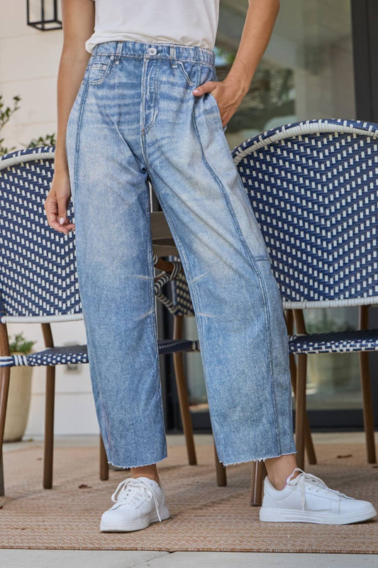Denim Illusion Barrel Pants