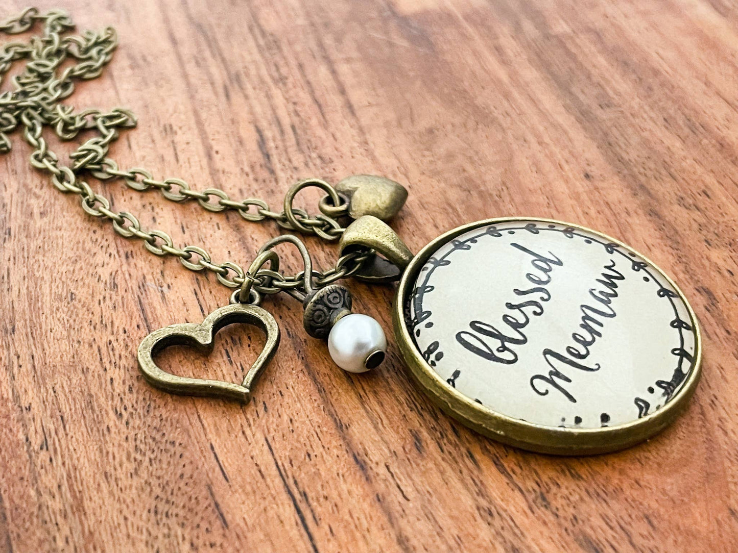 Blessed Meemaw Glass Pendant Necklace