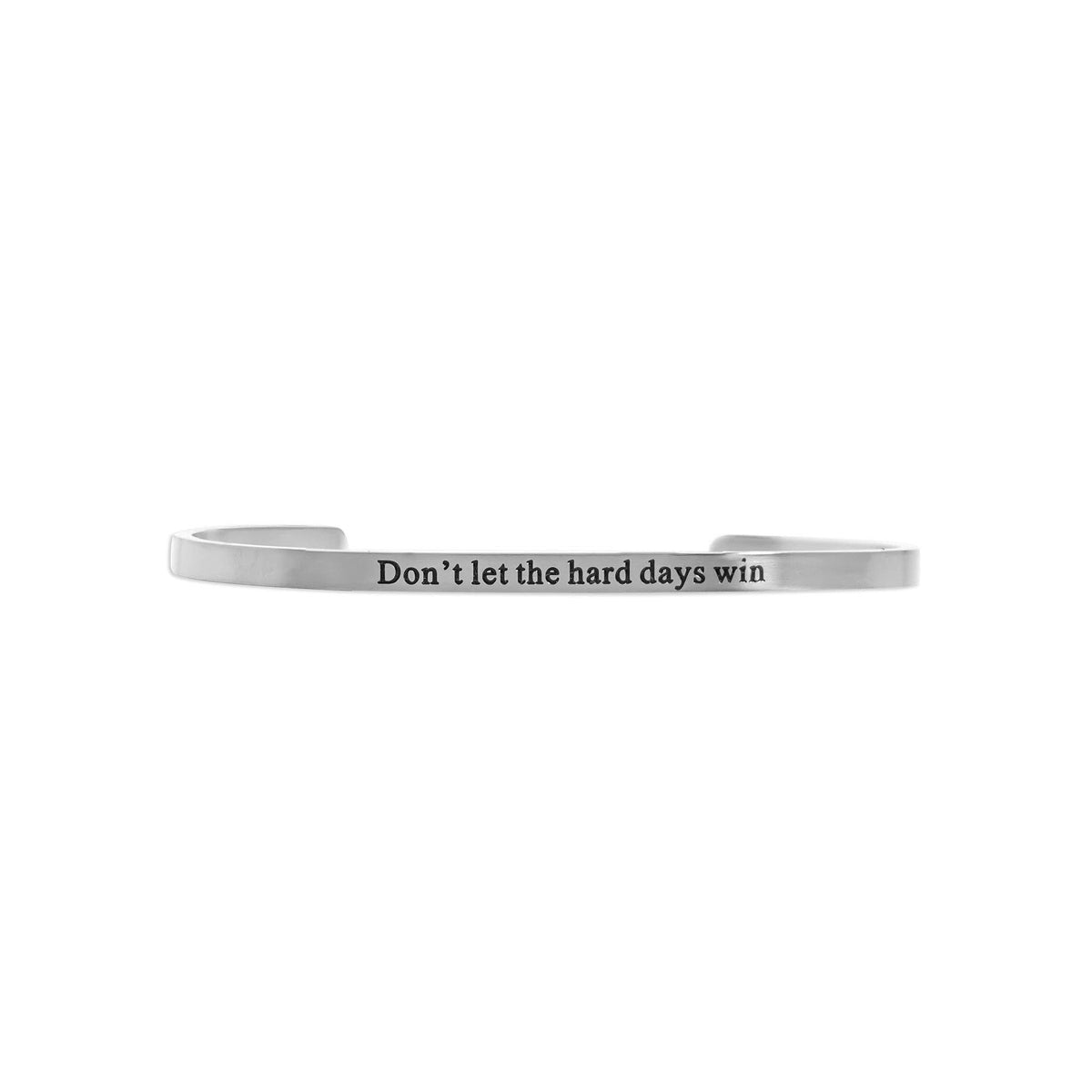 18K Gold PVD Dont let Hard Days Win Engraved Bangle Bracelet: Gold