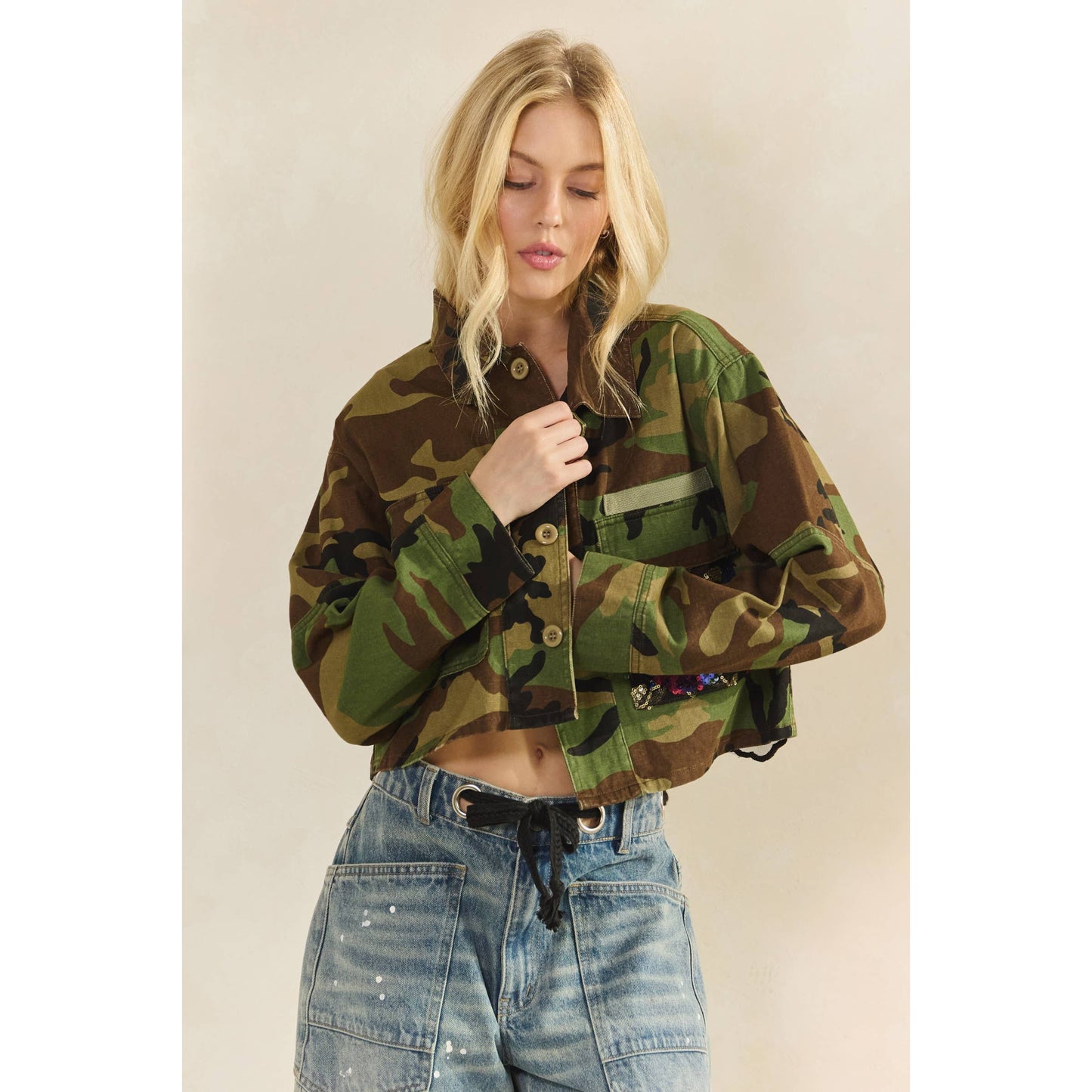 Camo Floral Contrast Jacket