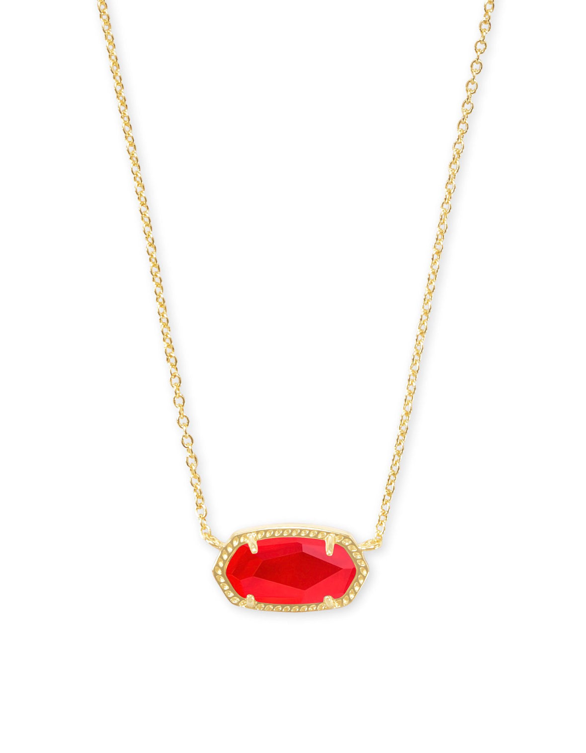 Elisa Red Illusion Short Pendant Necklace Gold