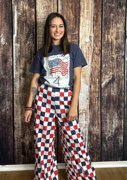 Curvy Grid & Glory Wide Leg Pants
