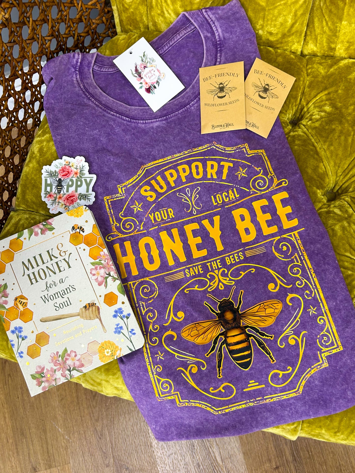 Honeybee Purple Mineral Washed Tee