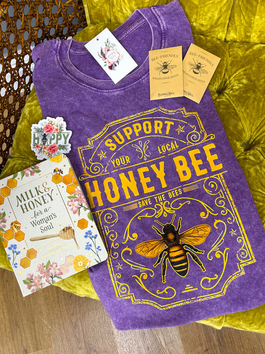 Honeybee Purple Mineral Washed Tee
