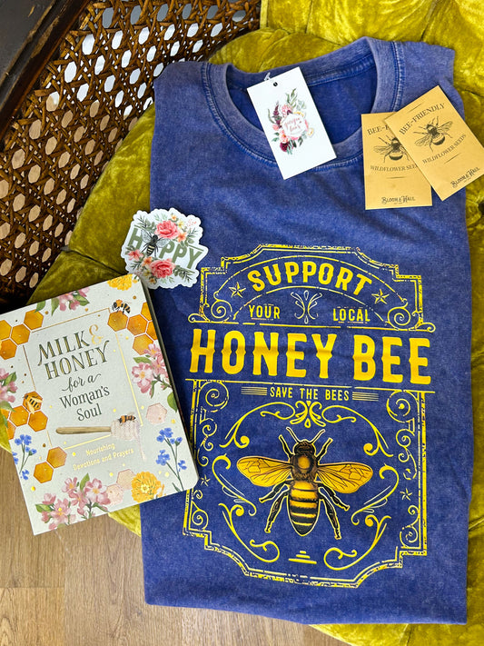 Honeybee Cobalt Mineral Washed Tee