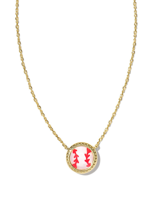 Gold Baseball Pendant Necklace