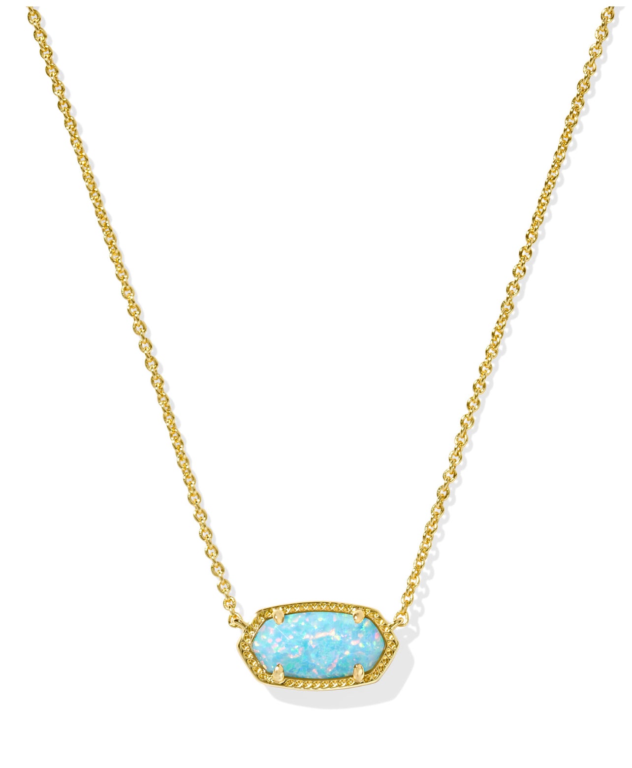 Elisa Light Teal Kyocera Opal Short Pendant Necklace