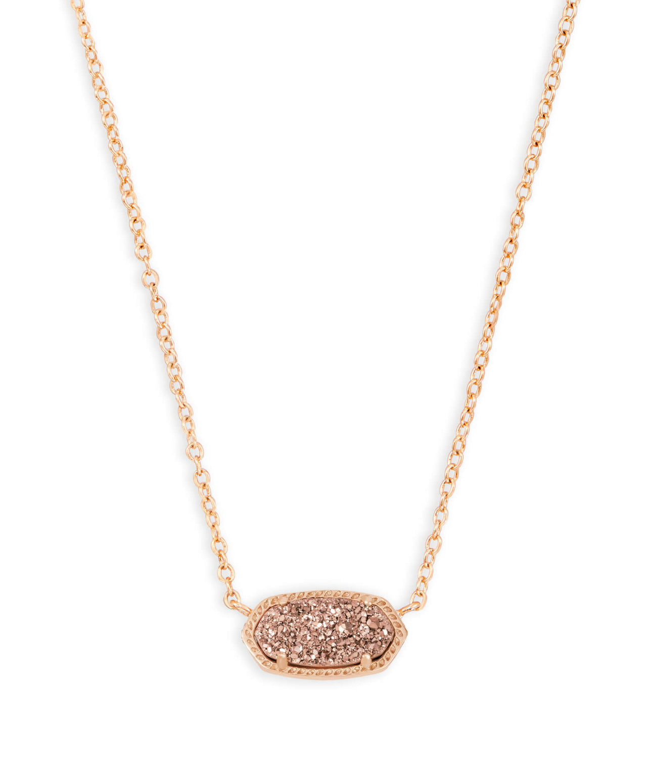 Elisa Rose Gold Drusy Short Pendant Necklace Rose Gold