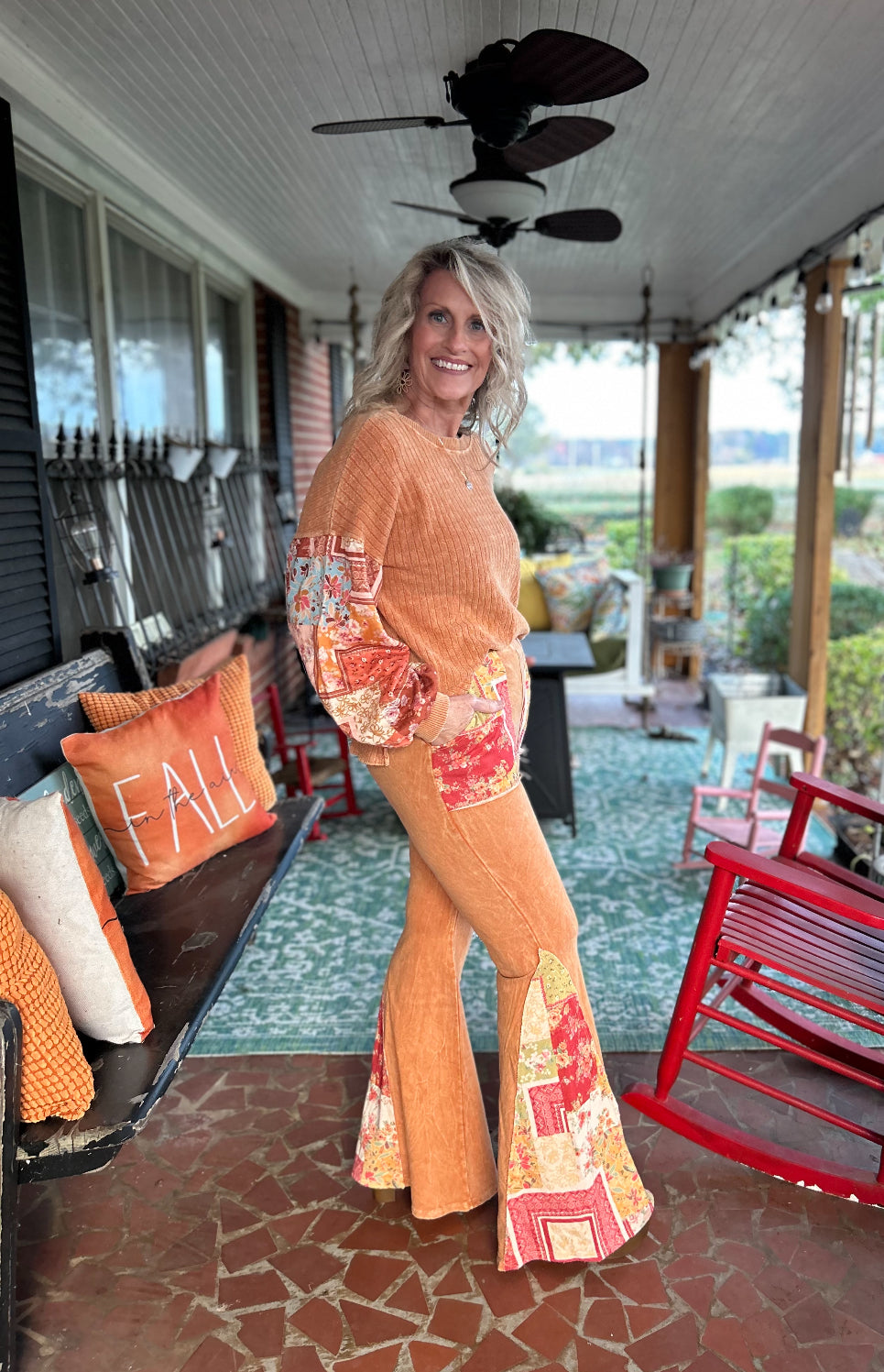 Patch Me Up Butterscotch Flare Pants
