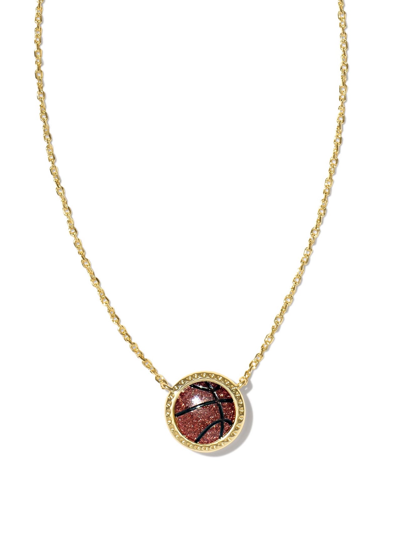 Gold Basketball Pendant Necklace