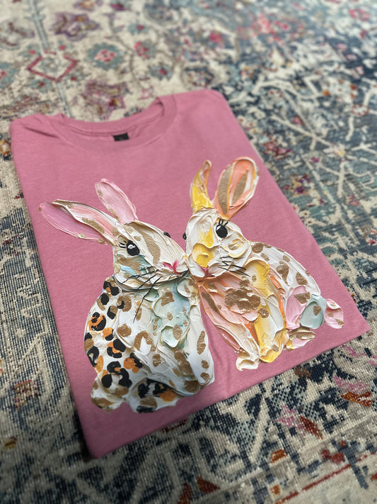 Artsy Bunnies Tee Pink