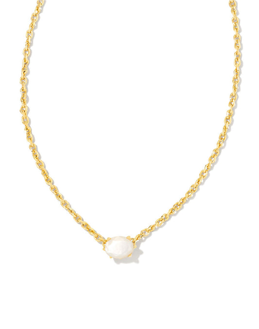 Cailin Ivory Mother of Pearl Crystal Pendant Necklace Gold