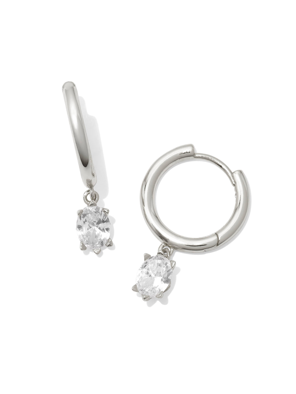 Cailin Single Stone Huggie Earrings Silver