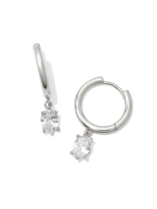 Cailin Single Stone Huggie Earrings Silver