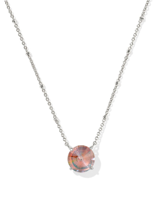 Jolie Dichroic Glass Short Pendant Necklace Silver