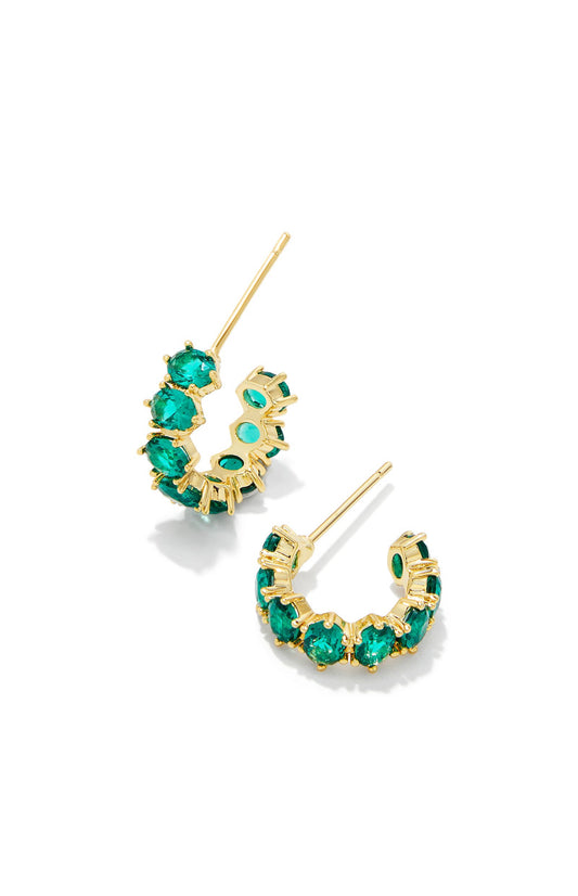 Cailin Green Crystal Gold Huggie Earrings