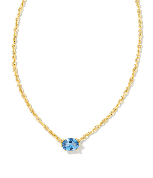 Cailin Blue Violet Crystal Pendant Necklace Gold