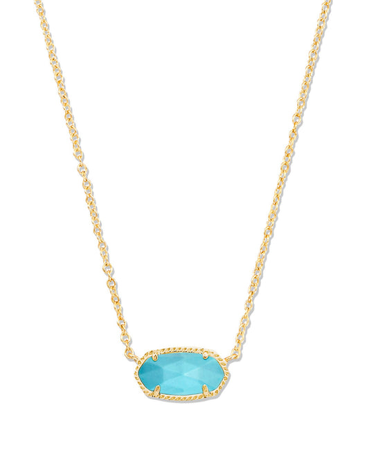 Elisa Turquoise Short Pendant Necklace Gold