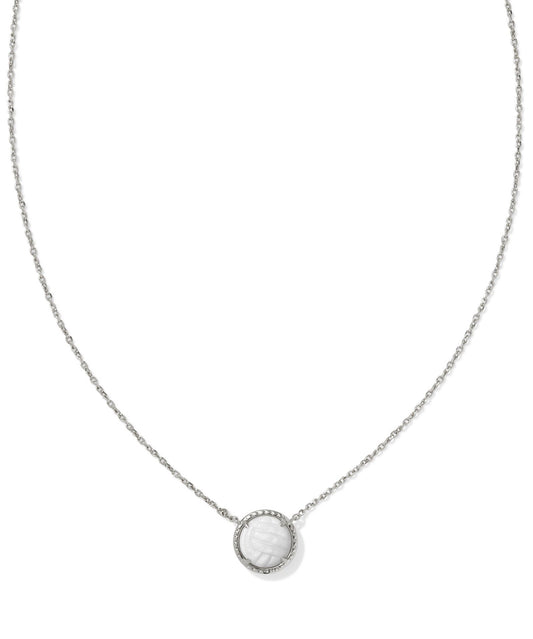 Silver Volleyball Pendant Necklace
