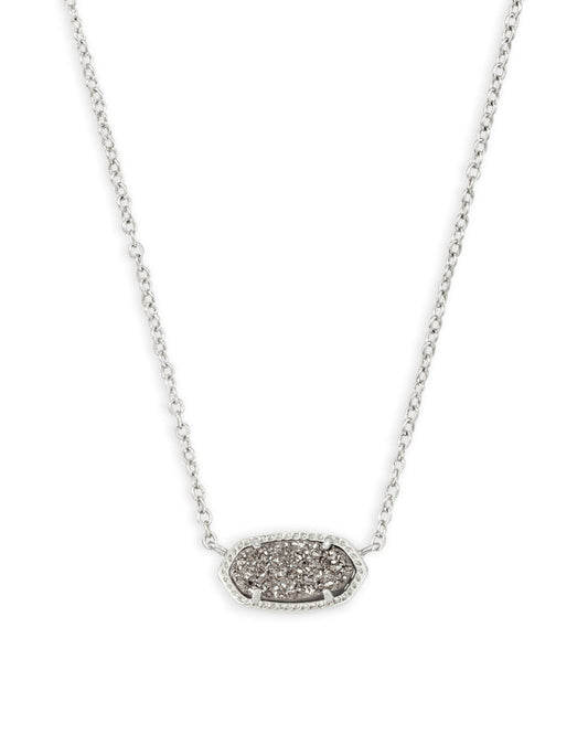 Elisa Platinum Drusy Short Pendant Necklace Silver