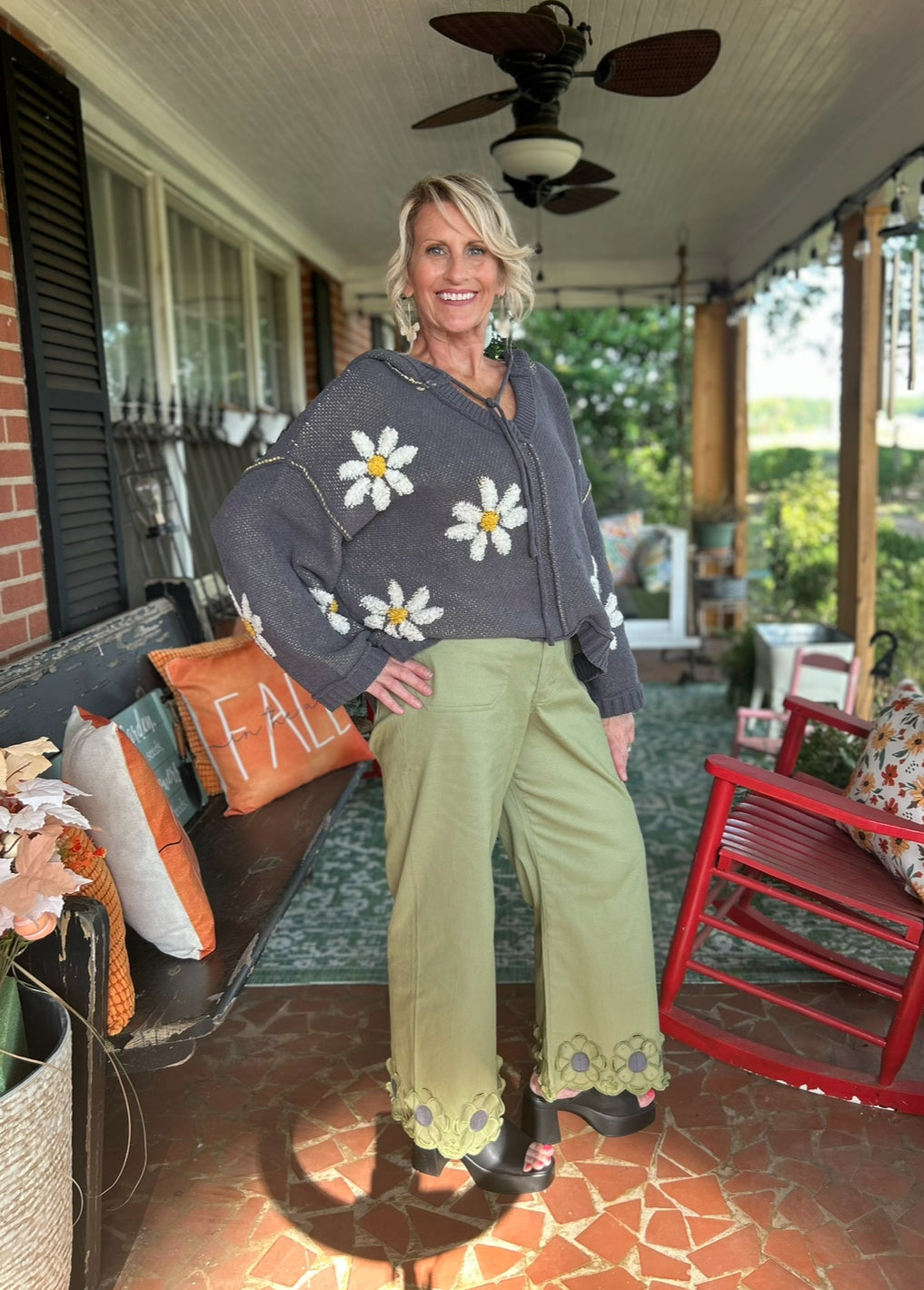Sage Floral Pants