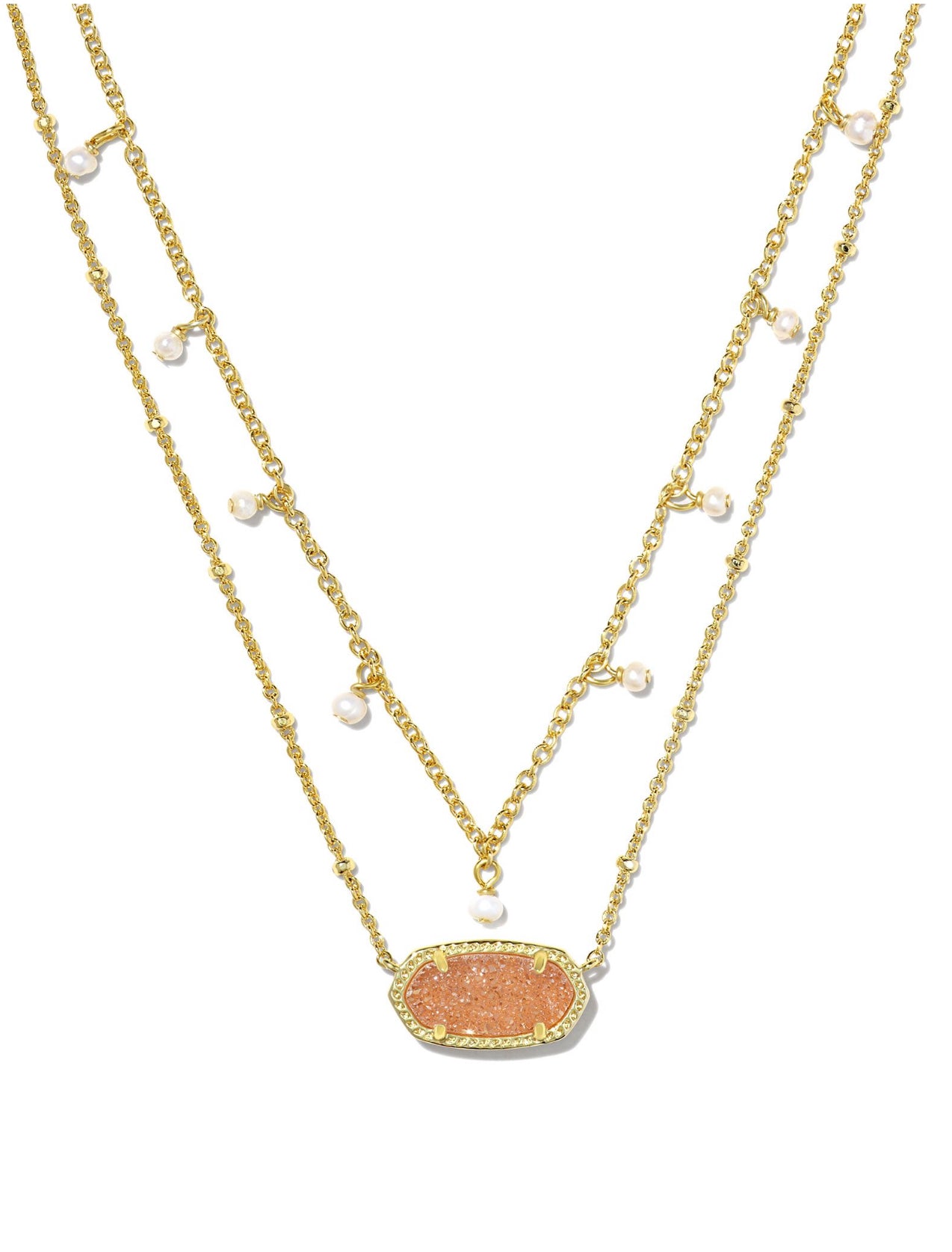 Elisa  Pearl Multi Strand Necklace Gold