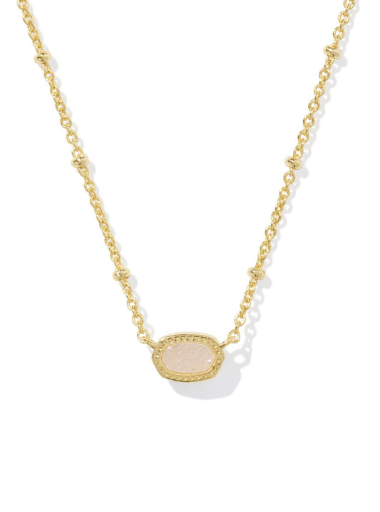 Mini Elisa Iridescent Drusy Short Pendant Necklace Gold
