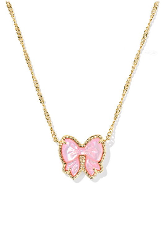 Haley Bow Pendant Necklace Blush