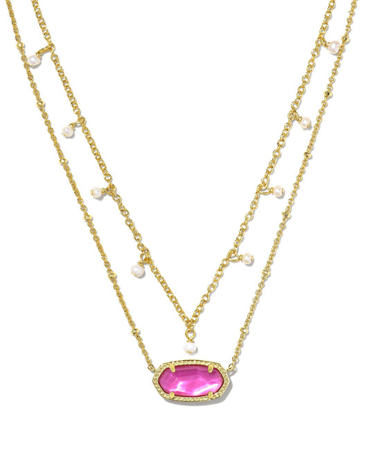 Elisa Azalea Illusion Pearl Multi Strand Necklace Gold