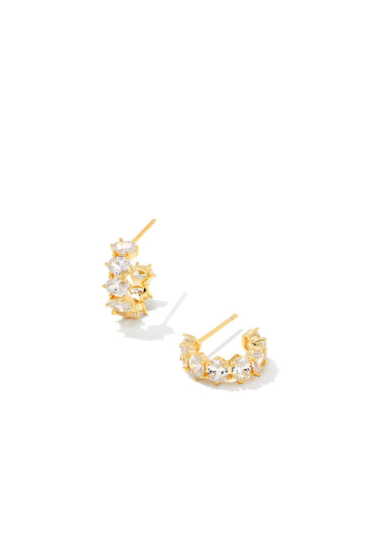 Cailin White Crystal Gold Huggie Earrings