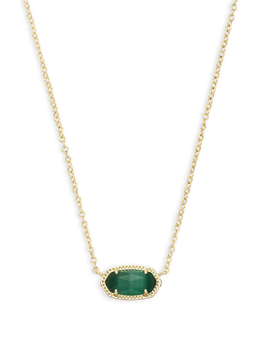 Elisa Emerald Cats Eye Short Pendant Necklace Gold