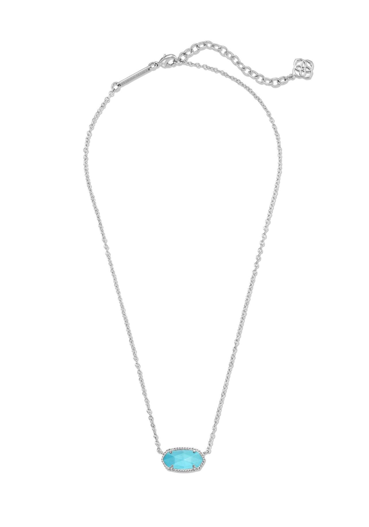 Elisa Turquoise Short Pendant Necklace Silver