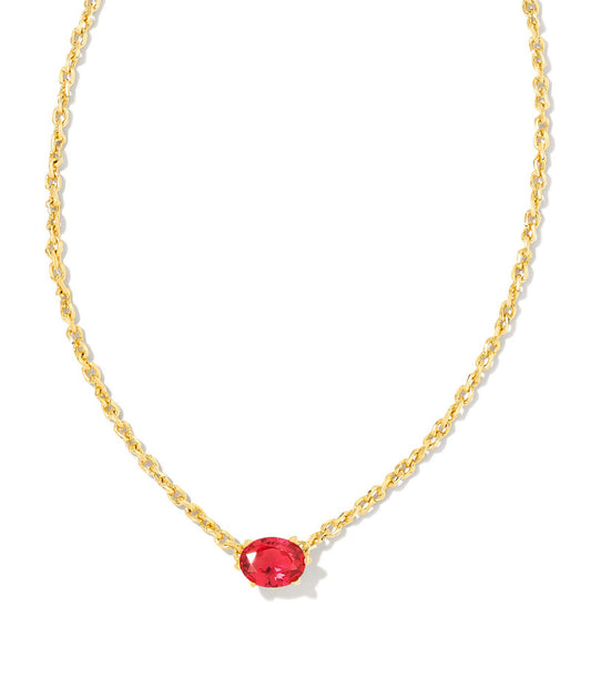 Cailin Red Crystal Pendant Necklace Gold