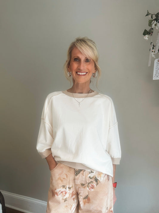 Contrast Trim Raglan Short Sleeve Top