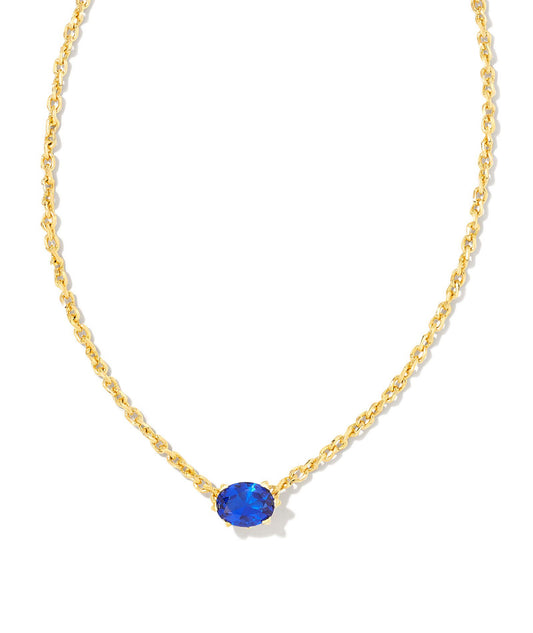 Cailin Blue Crystal Pendant Necklace Gold