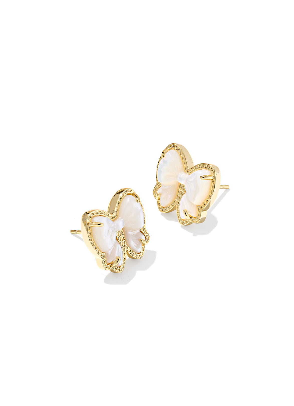 Haley Bow Stud Earrings Gold Ivory