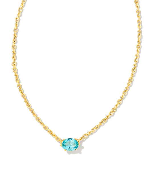 Cailin Aqua Crystal Pendant Necklace Gold